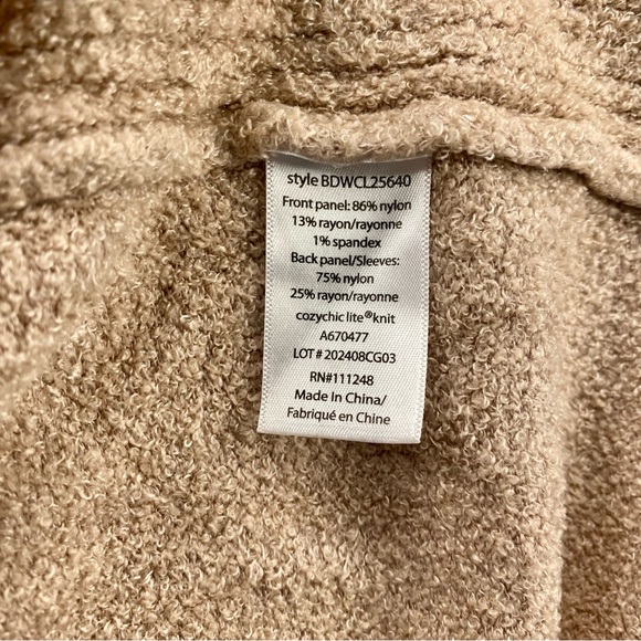 Barefoot Dreams Women’s CozyChic Lite Oversized Cardigan Tan Petite L/XL - Picture 5 of 8